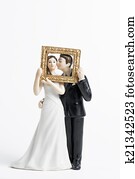 Couple wedding cake topper isolated Couple wedding cake topper isolated
