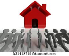 Demand for houses and real estate, business metaphor Demand for houses and real estate, business metaphor