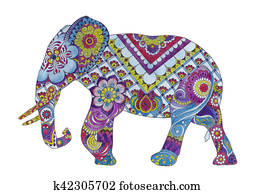 Elephant with oriental ornaments Elephant with oriental ornaments