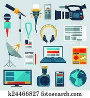 jogo, de, jornalismo, icons.