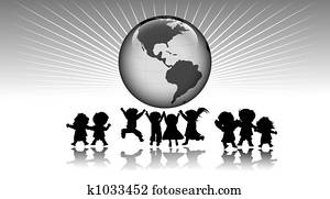 niños, y, mundo