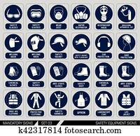 קבע, של, ציוד של בטיחות, signs.