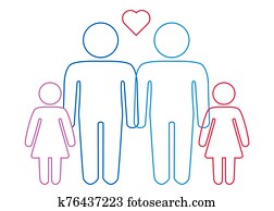 A schematic depiction of a family couple of gay men with children A schematic depiction of a family couple of gay men with children