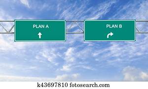 Road sign to plan A and B Road sign to plan A and B