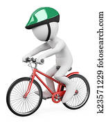 3D white people. Man riding bicycle 3D white people. Man riding bicycle