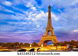 Eiffel tower at sunset Paris France Eiffel tower at sunset Paris France