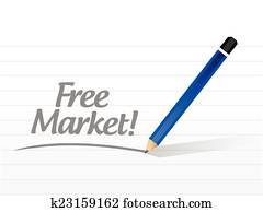 kosteloos, markt, boodschap, illustratie