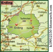 Map of erding Clip Art | k19945817 | Fotosearch