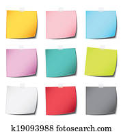 popular post color paper note vintage and realistic shadow with multiply isolated white background popular post color paper note vintage and realistic shadow with multiply isolated white background