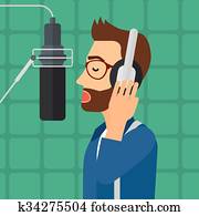 Singer making record.