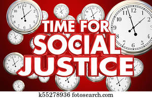 tiempo, para, social, justicia, clocks, 3d, ilustración