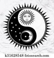 Yin yang symbol with moon and sun Yin yang symbol with moon and sun