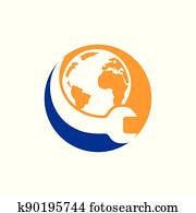 גלובלי, תקן, רשת, ניהול, לוגו, concept.