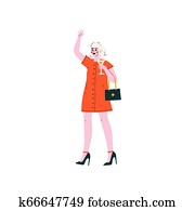 Jung, prostituierte, in, a, rotes kleid, stehen, schlafzimmer Stock