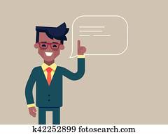 schwarzer mann, halten aufwärts, seine, index, finger.