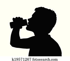 Teen Boy Silhouette Drinking from Can Teen Boy Silhouette Drinking from Can