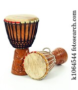 Two African djembe drums