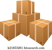 vektor, stacks, i, karton æske, isoleret, på hvide, baggrund