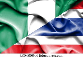 Waving flag of Thailand and Nigeria