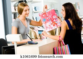 ydelse, ind, den, butik