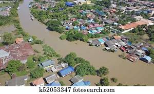 Aerial view of flood in Thailand. Aerial view of flood in Thailand.