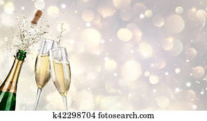 champagner, explosion, mit, toast, von, fl?ten champagner, explosion, mit, toast, von, fl?ten
