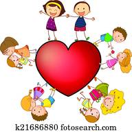 enfants, et, coeur