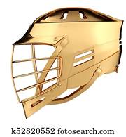 Golden Lacrosse helmet. Side view. Golden Lacrosse helmet. Side view.