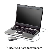 High-end, computador laptop, com, rato