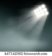 estádio, luzes, ligado, um, escuro, experiência.