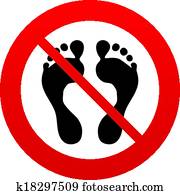 Human footprint sign icon. No Barefoot symbol.