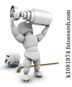 Ice hockey player with trophy Ice hockey player with trophy