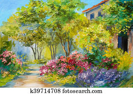 Oil Painting - house in the summer forest Oil Painting - house in the summer forest