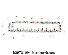 personengruppe, form, lineal