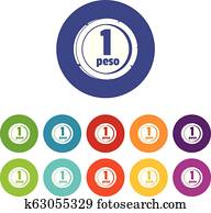 peso, iconos, conjunto, vector, color