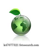 Planet earth with green leaf. Planet earth with green leaf.