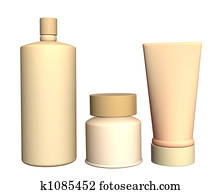 Three cosmetic 3d tubes of beige color Three cosmetic 3d tubes of beige color