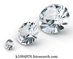 Three different diamonds on white background Three different diamonds on white background