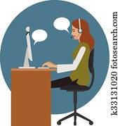 Woman chating online