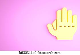 Yellow Baseball glove icon isolated on pink background. Minimalism concept. 3d illustration 3D render
