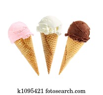 Assorted ice cream in sugar cones Assorted ice cream in sugar cones
