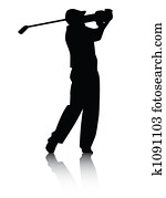 Golfer silhouette with Shadow Golfer silhouette with Shadow