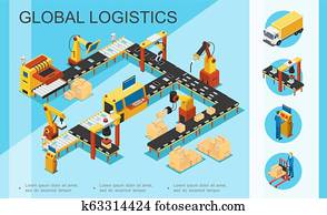 Isometric Logistics And Warehouse Concept