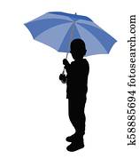 liten knatte, räcka beskydda, silhuett