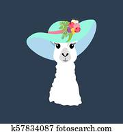 Llama in hat illustration Llama in hat illustration
