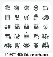 logística, e, despacho, ícones, jogo