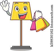 shopping, grīda, lampa, cilvēks, kartons