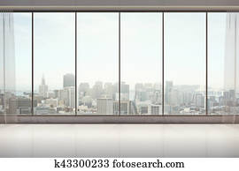 Unfurnished interior with city view Unfurnished interior with city view
