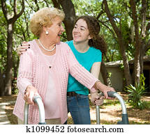 vó, &, adolescente, rir