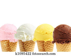 מגוון, גלידה, ב, סוכר, קונוסים